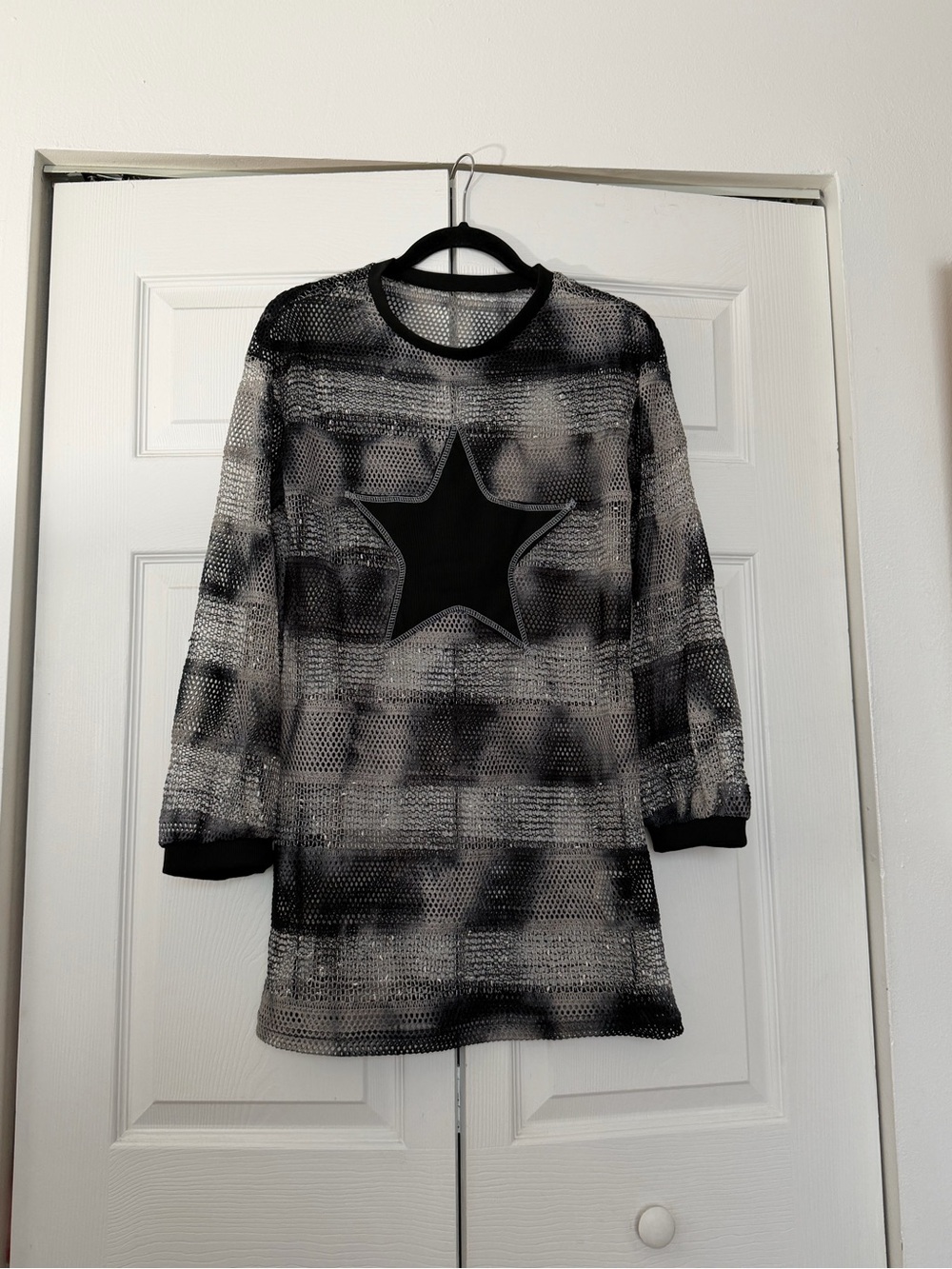 Cover up Black Mesh Star Knit Top